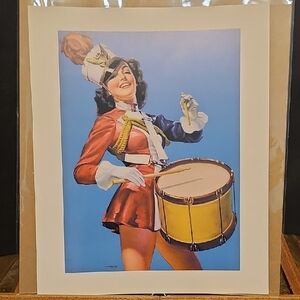 Vintage Drummer Girl Art Print